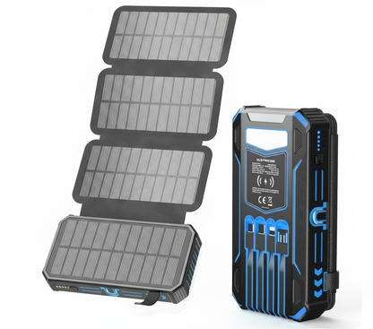 48000 4 Panel Solar Charger Power Bank, Wireless Portable Charger