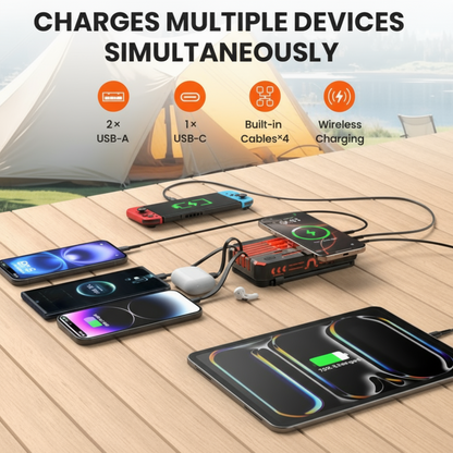 48000 4 Panel Solar Charger Power Bank, Wireless Portable Charger