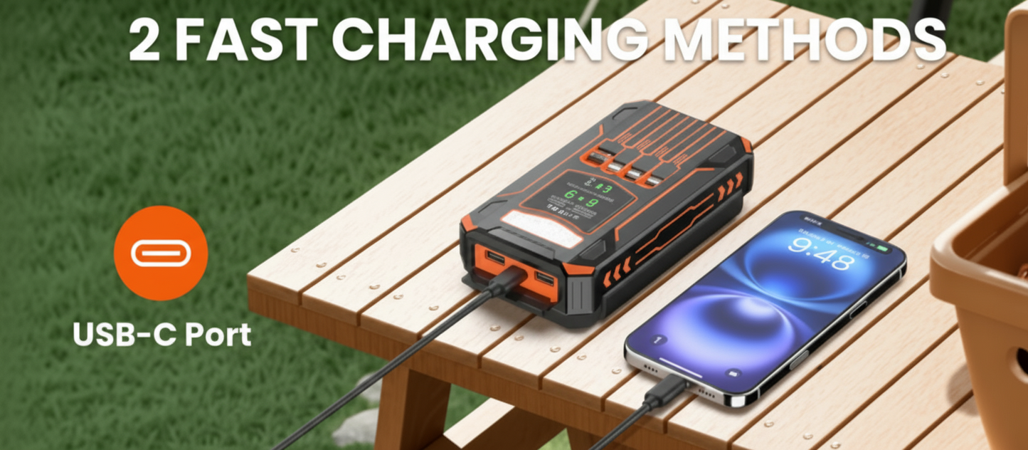 48000 4 Panel Solar Charger Power Bank, Wireless Portable Charger