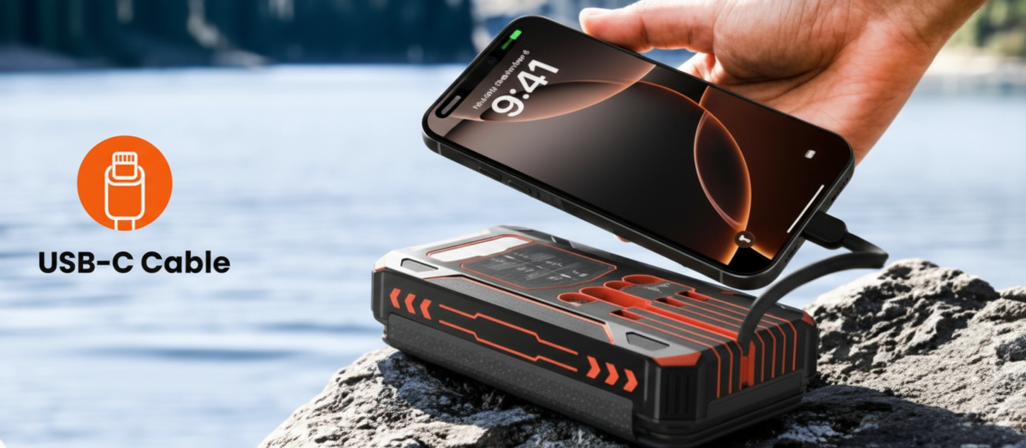 48000 4 Panel Solar Charger Power Bank, Wireless Portable Charger